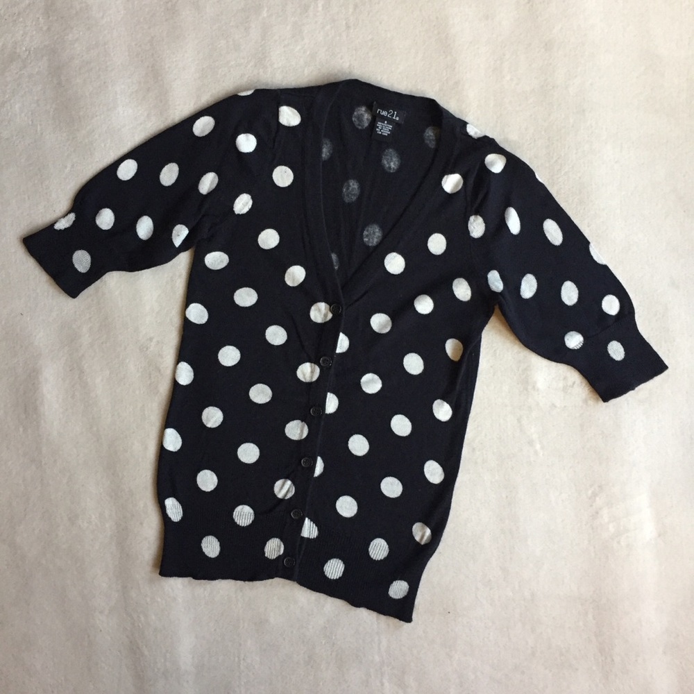 Polka Dot Deep V Cardigan